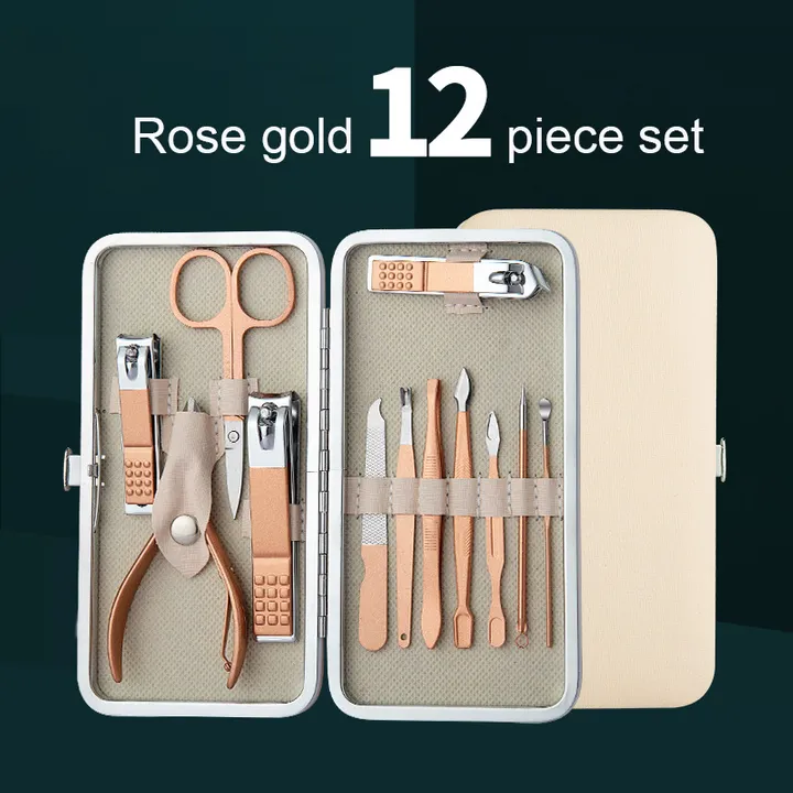 1218-pcsset-nail-clippers-trimmers-ear-spoon-dead-skin-pliers-nail-cutting-stainless-steel-scissors-nail-beauty-manicure-tools-rose-gold-12-piece-set-as-picture