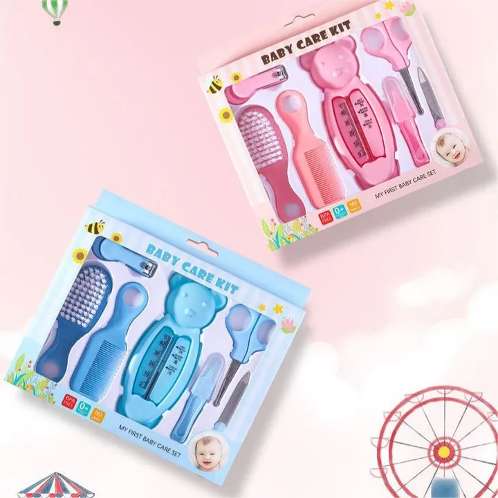 nail-clippers-this-years-popular-baby-care-7-piece-set-of-baby-water-temperature-gauge-combination-set-baby-safety-nail-clippers-comb-brush-blue