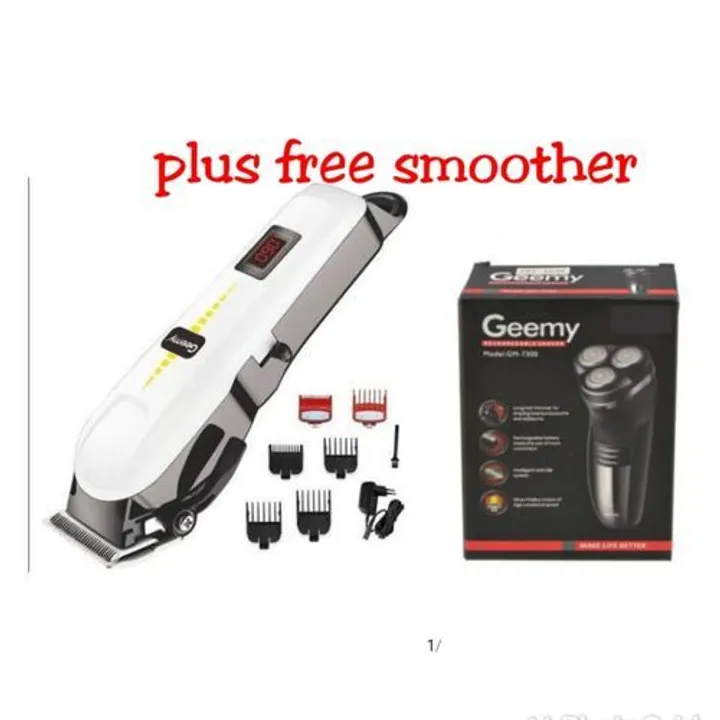 geemy-rechargeable-cordless-shaving-machine-with-indicator-plus-smoother-white