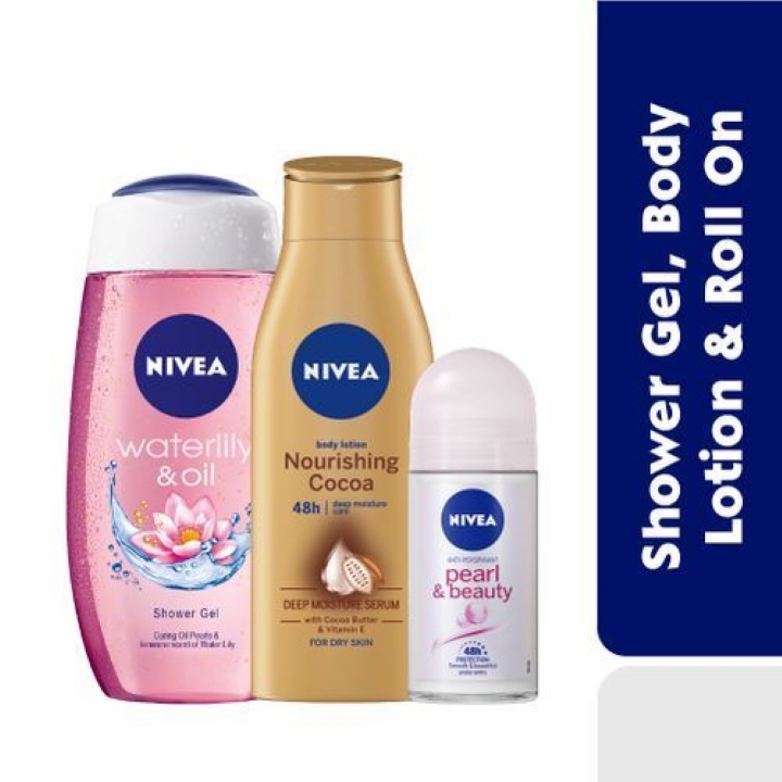 nivea-indulge-gift-pack-nourishing-cocoa-body-lotion-400mlwaterlily-shower-gel-250ml-pearl-beauty-roll-on-50ml