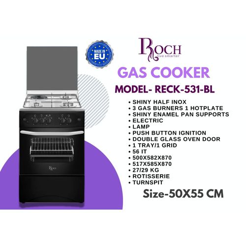 roch-reck-531bl-50x55cm-3-gas-burners-1-hotplate-cooker-black