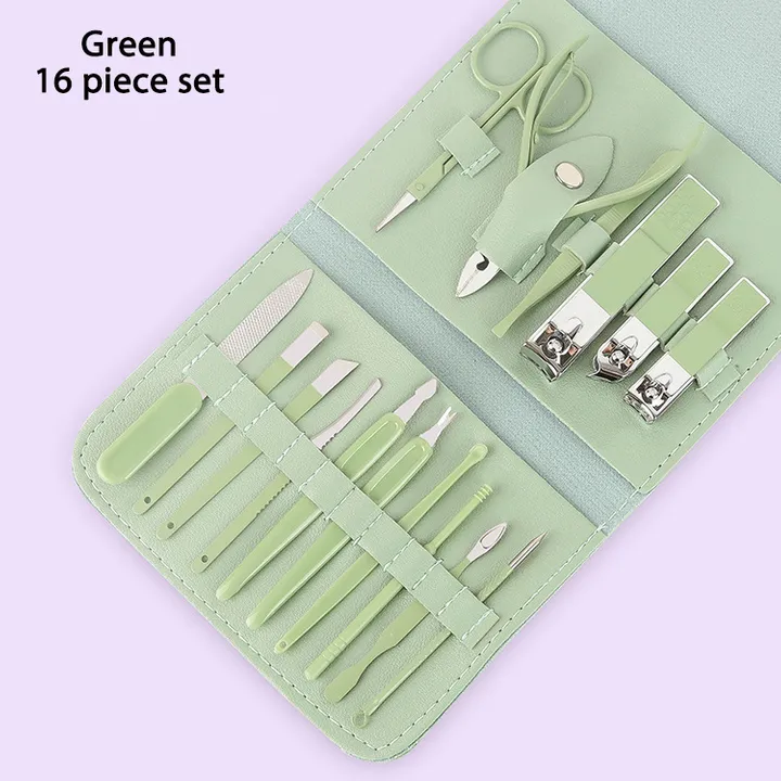16-pcsset-nail-clippers-trimmers-ear-spoon-dead-skin-pliers-nail-cutting-stainless-steel-scissors-nail-beauty-manicure-tools-blue