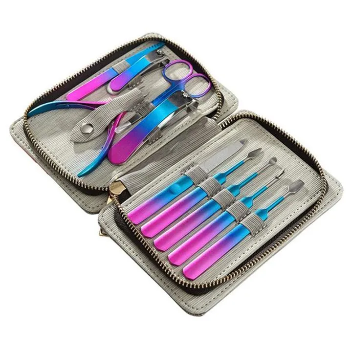 professional-manicure-set-pedicure-sets-nail-clipper-stainless-steel-nail-cutter-tool-eyebrow-trimming-with-travel-case-kit-nail-10-pcs-in-1-set