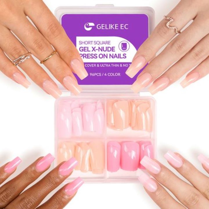 gelike-ec-96pcs-4-color-short-square-press-on-nails-false-tip
