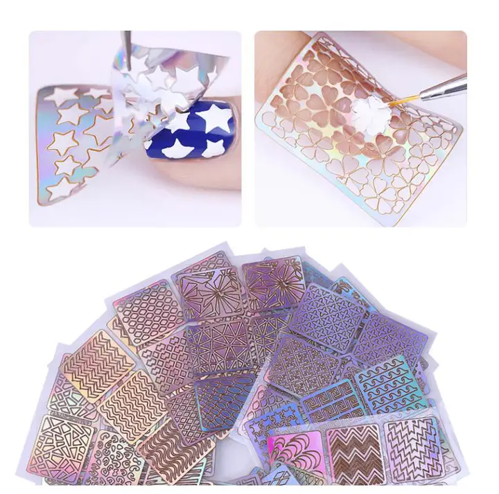61224-sheets-nail-art-hollow-laser-sticker-gel-polish-nail-vinyl-tip-guide-template-nail-kit-6-sheets