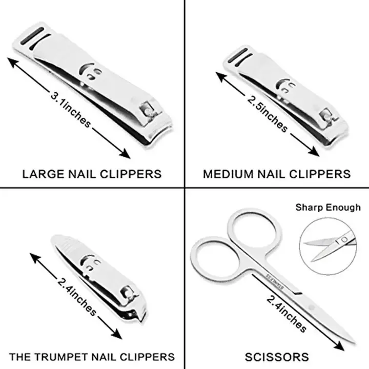 8pcsset-multifunction-nail-clippers-set-stainless-steel-pedicure-scissor-tweezer-kit-nail-art-tools-8-in-1-stainless-steel-with-portable-travel-case-black