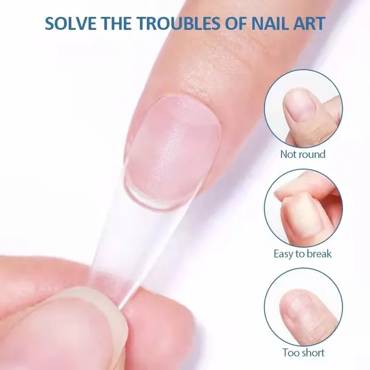 500pcs-of-transparent-fake-nails-nails-art-clear-fake-nails-full-cover-coffin-semi-frosted-nail-capsule-salon-tip-accessories-tools-transparent-hand-trapezoid